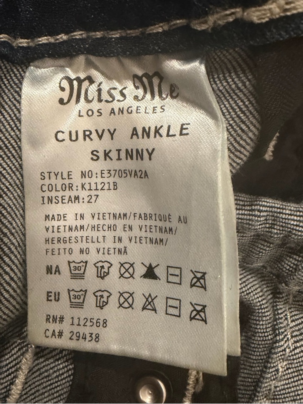 Miss Me Womens Curvy Ankle Skinny Jeans Distressed Flap Pockets Size 26 - Picture 7 of 10